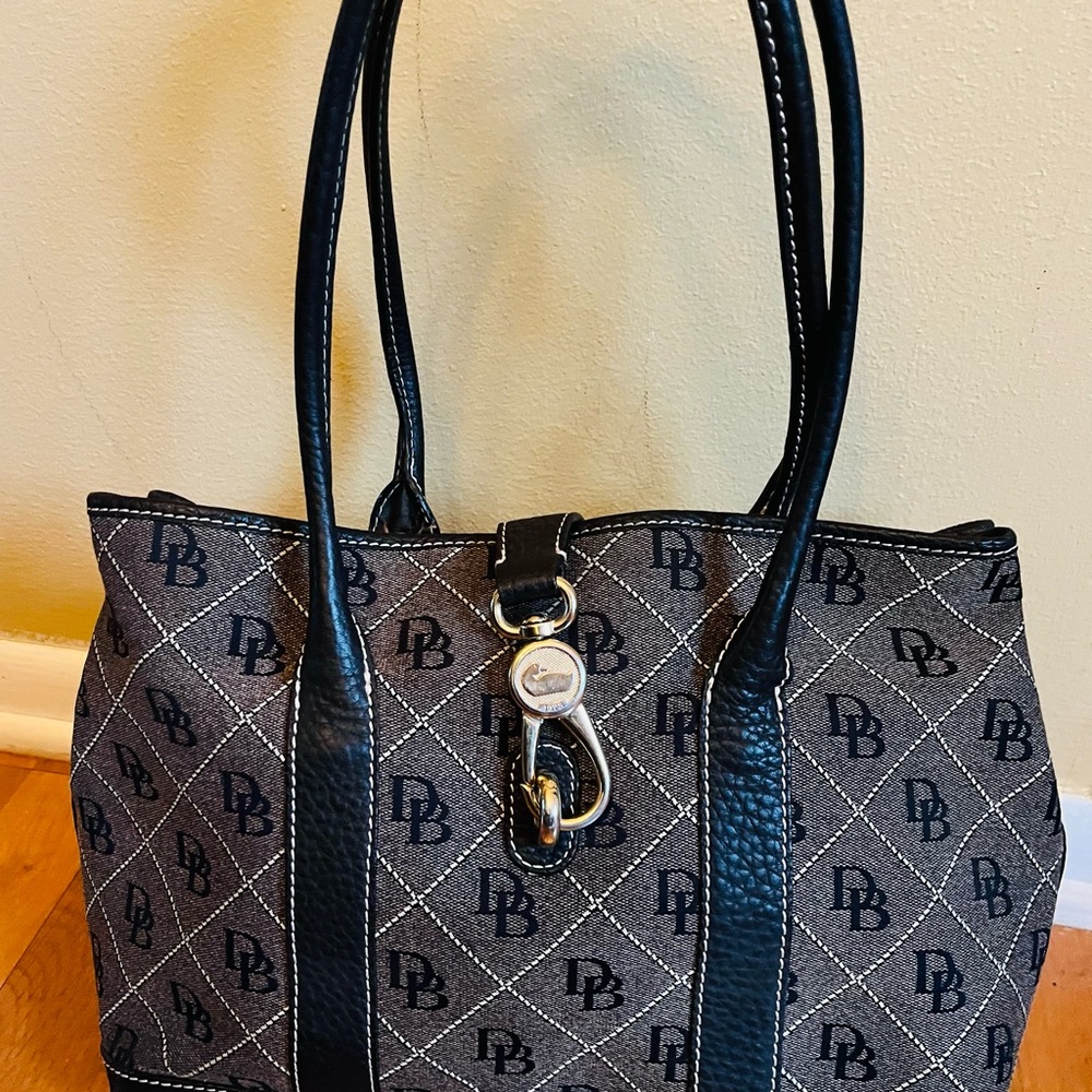 Black and Brown Monogram Tote with Structured Shape